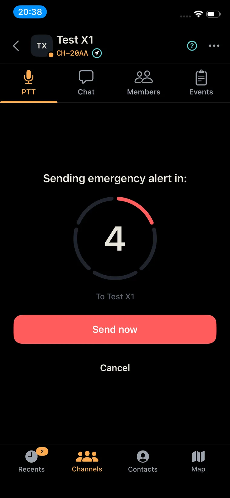 Cuenta atrás de la alerta de emergencia